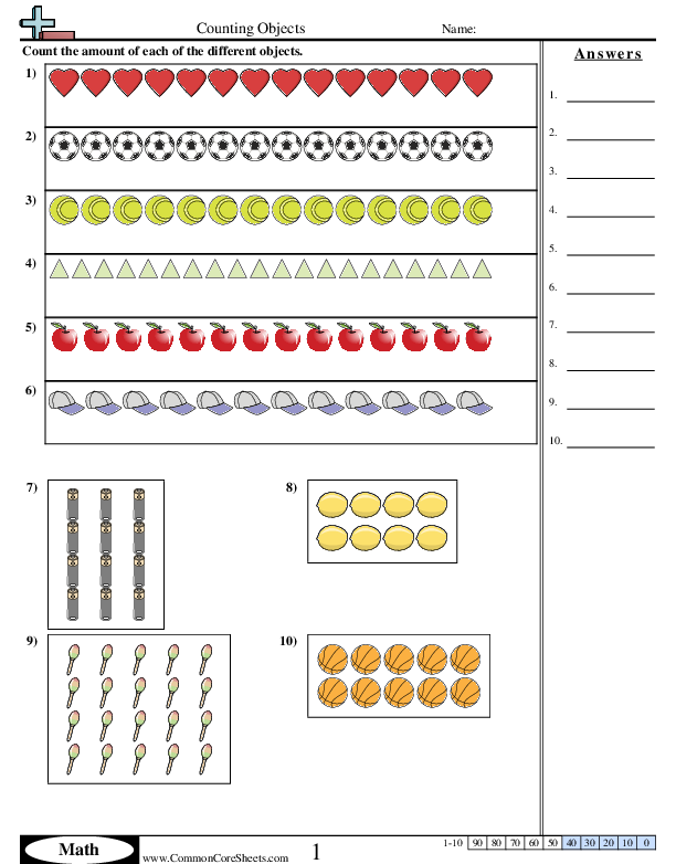 Counting Worksheets - Counting Objects  worksheet
